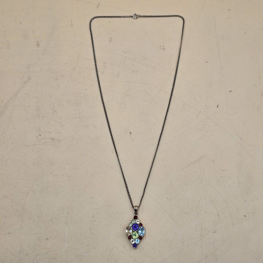Vintage PAJ 925 Sterling Silver Gemstone Pendant On 1/20 12kt Gold Necklace